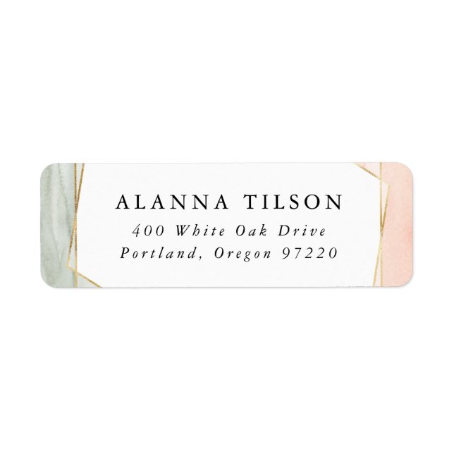 Blush & Sage Watercolor Gold Geometric Wedding (Front)
