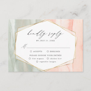Blush & Sage Watercolor Wedding RSVP Meal Choice Enclosure Card