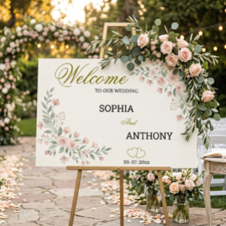 Blush & Sage Watercolor Wildflower Wedding Poster