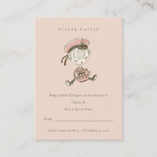 Blush Sailor Nautical Diaper Raffle Baby Shower Enclosure Card