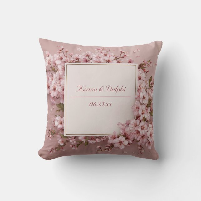 Blush Sakura Cherry Blossom Wedding  Cushion (Front)