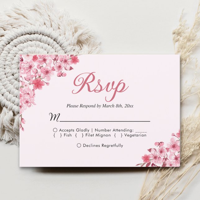 Blush Sakura Wedding – Spring Floral  RSVP Card (Creator Uploaded)