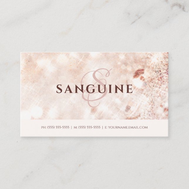 Blush Sanguine Monogram Texture Business Card (Front)