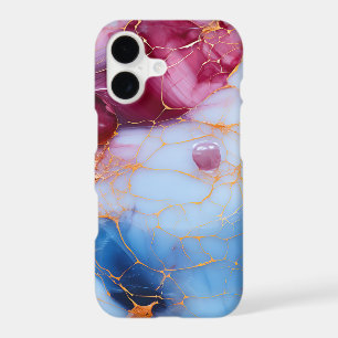 Blush & Sapphire Marble with Gold Veins