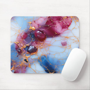 Blush & Sapphire Marble with Gold Veins Mouse Mat