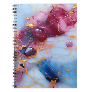 Blush & Sapphire Marble with Gold Veins Notebook