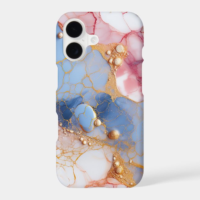 Blush & Sapphire Marble with Golden Pearls (Back)