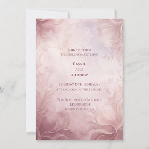 Blush Satin Rose Wedding Invitation