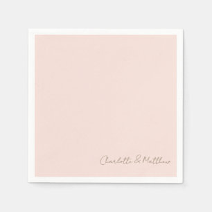 Blush Script Names Wedding Cocktail  Napkin