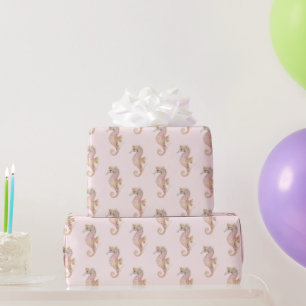 Blush Sea Horses Wrapping Paper