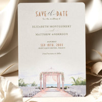 Blush Seaside Romance Save-the-Date Invitation