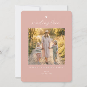 Blush Sending Love Photo Holiday Card