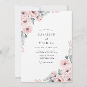 Blush Serene Floral Romance Wedding Invitation