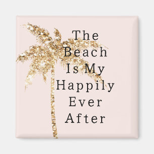Blush Shell Glam Gold Glitter Palm Tree Magnet