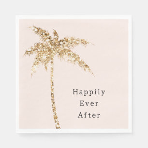 Blush Shell Glam Gold Glitter Palm Tree Napkin