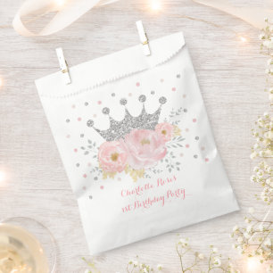 Blush Silver Crown Princess Baby Shower Birthday Favour Bags