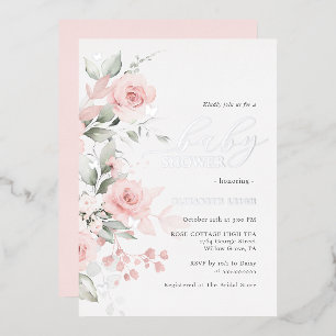 Blush Silver Floral Butterfly Baby Shower 