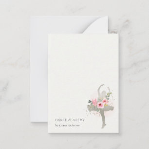 Blush Silver Floral Girl Dancer Dance Academy Logo Card
