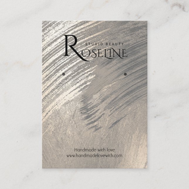 Blush Silver watercolor Logo Earring Display Business Card (Front)