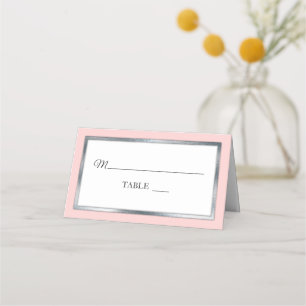 Blush   Silver   White Simple Elegant Place Cards