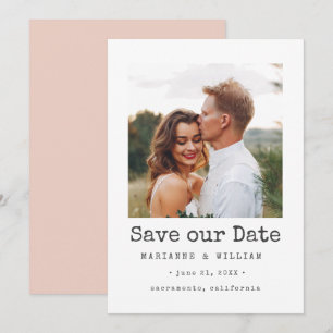 BLUSH Simple SQUARE Photo wedding save the date