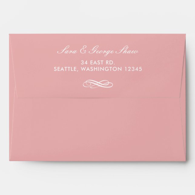 Blush Simple Wedding Invitations Envelopes (Back (Top Flap))