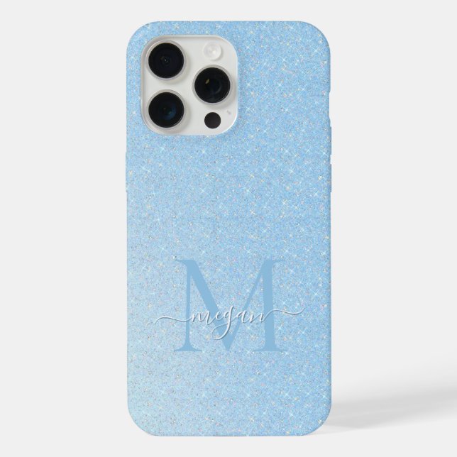 Blush Sky Blue Diamond Glitter  Ombre Custom Chic  iPhone Case (Back)
