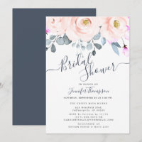 Blush & Smoky Navy Watercolor Floral Bridal Shower
