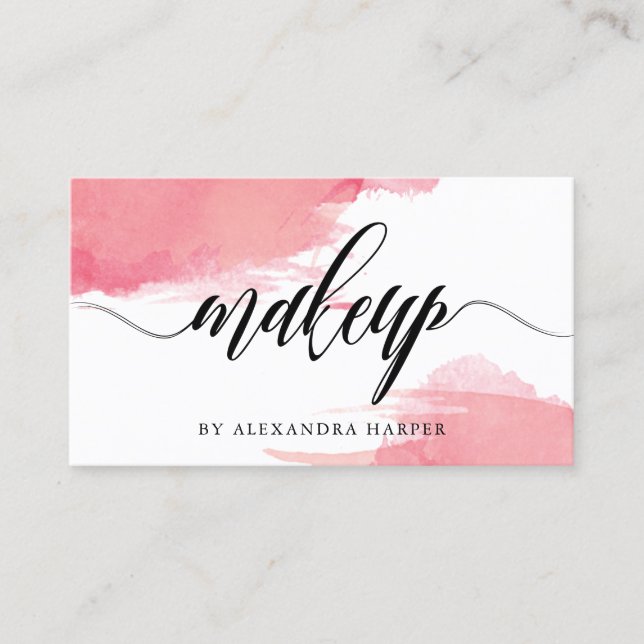 Blush Smudges - Calligraphy Makeup Artist Business Card (Front)