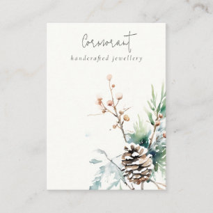 Blush Snow Winter Berries Blank Jewelry Holder Business Card