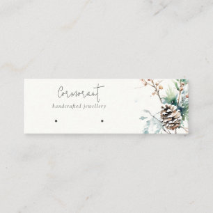 Blush Snow Winter Berries Hoops Loop Stud Holder Mini Business Card