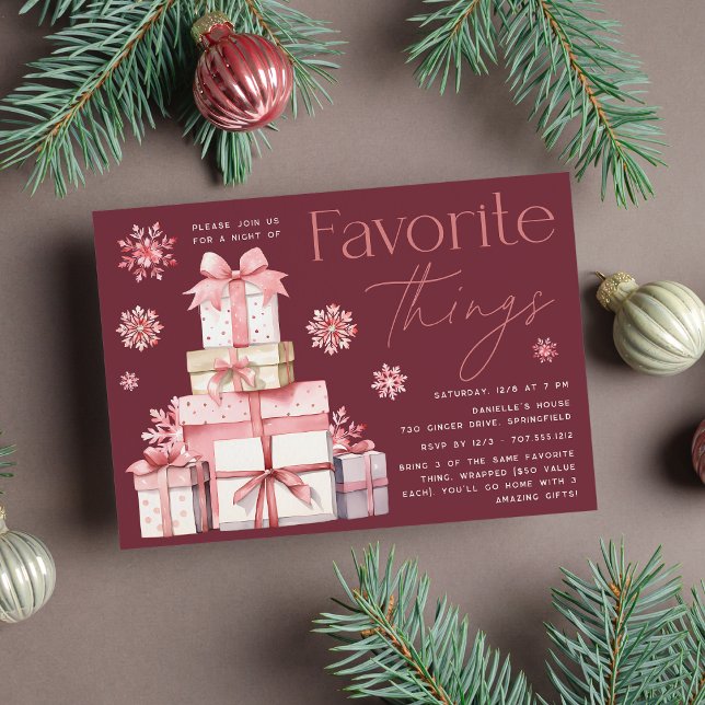 Blush Snowflake Christmas Favourite Things Party Invitation (Creator Uploaded)