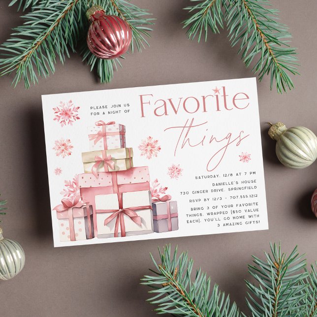 Blush Snowflake Christmas Favourite Things Party Invitation (Creator Uploaded)