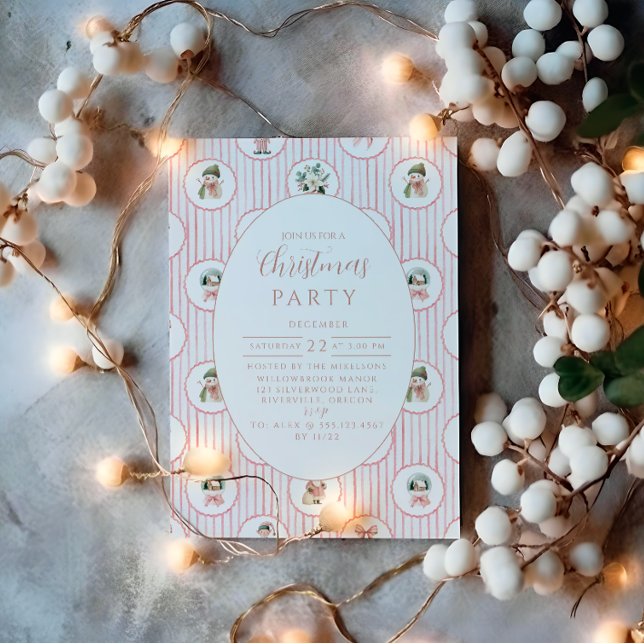 Blush Snowman Christmas Invitation (Creator Uploaded)
