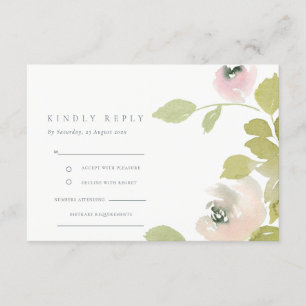BLUSH SOFT PASTEL WATERCOLOR FLORAL WEDDING RSVP ENCLOSURE CARD