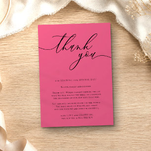 Blush Soft Pink Calligraphy Custom Photo Thank You Enclosure Card