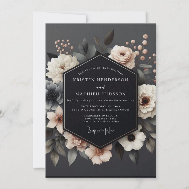 Blush Somber Nocturne Wedding Invitation (Front)