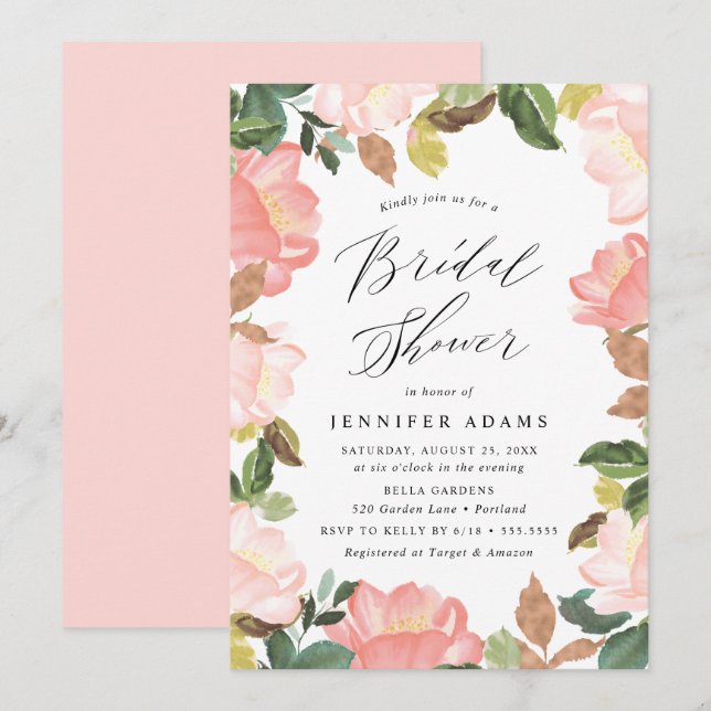Blush Spring Floral | Bridal Shower Invitation (Front/Back)