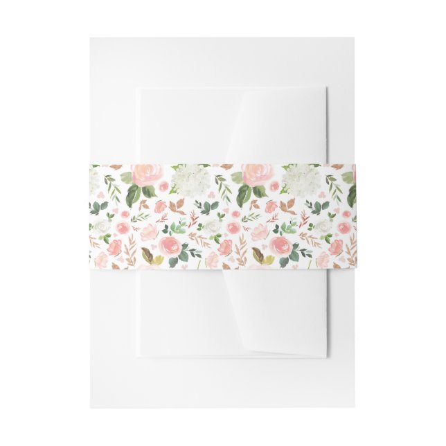 Blush Spring Floral Pattern | Invitation Belly Band (Front Example)
