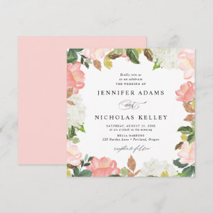 Blush Spring Floral Square Wedding Invitation
