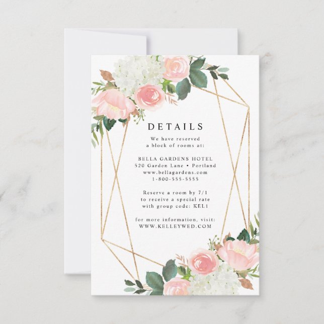 Blush Spring Floral | Wedding Details Card (Front)