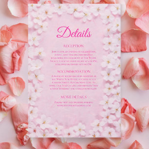 Blush Spring Sakura Pink Wedding Details Card