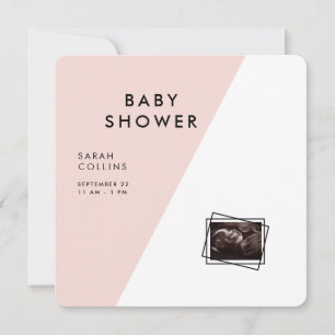 Blush Square Rounded Geometric Baby Shower Invitation