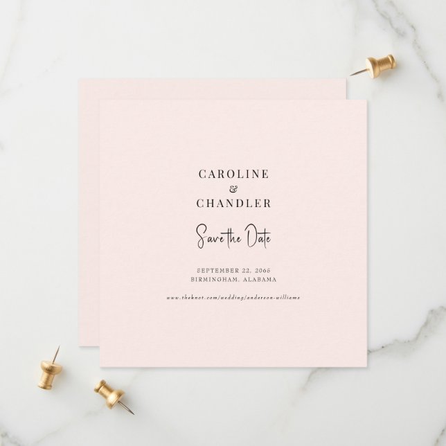 Blush Square Wedding Save the Date (Front/Back In Situ)