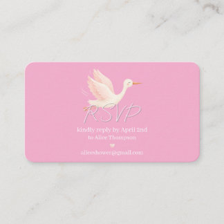 Blush Stork RSVP Baby Shower Card