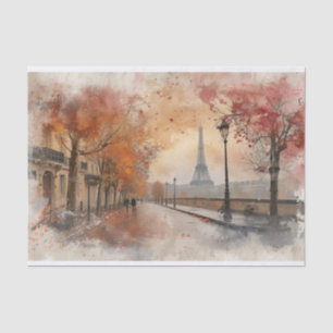 "Blush Street of Paris" Watercolor Decoupage  Tissue Paper