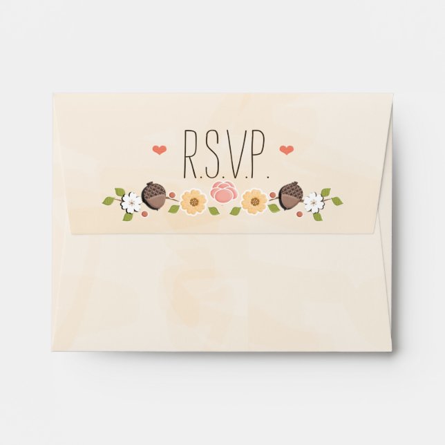 Blush String of Lights Acorn Fall Wedding RSVP Envelope (Back (Top Flap))