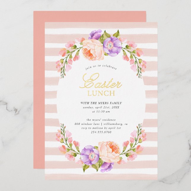 Blush Stripe and Bloom Easter Lunch Party (Front/Back)
