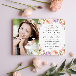 Blush Stripe and Bloom Photo Confirmation Invitation