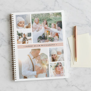 Blush Stripe Personalised Photo Collage Notebook